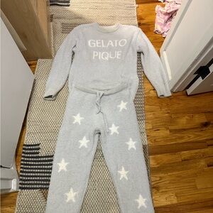 Gelato Pique Women's Gray Pajama Set with White Stars